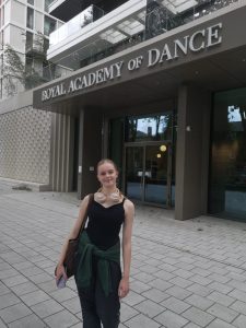 Izzy outside the Royal Academy of Dance